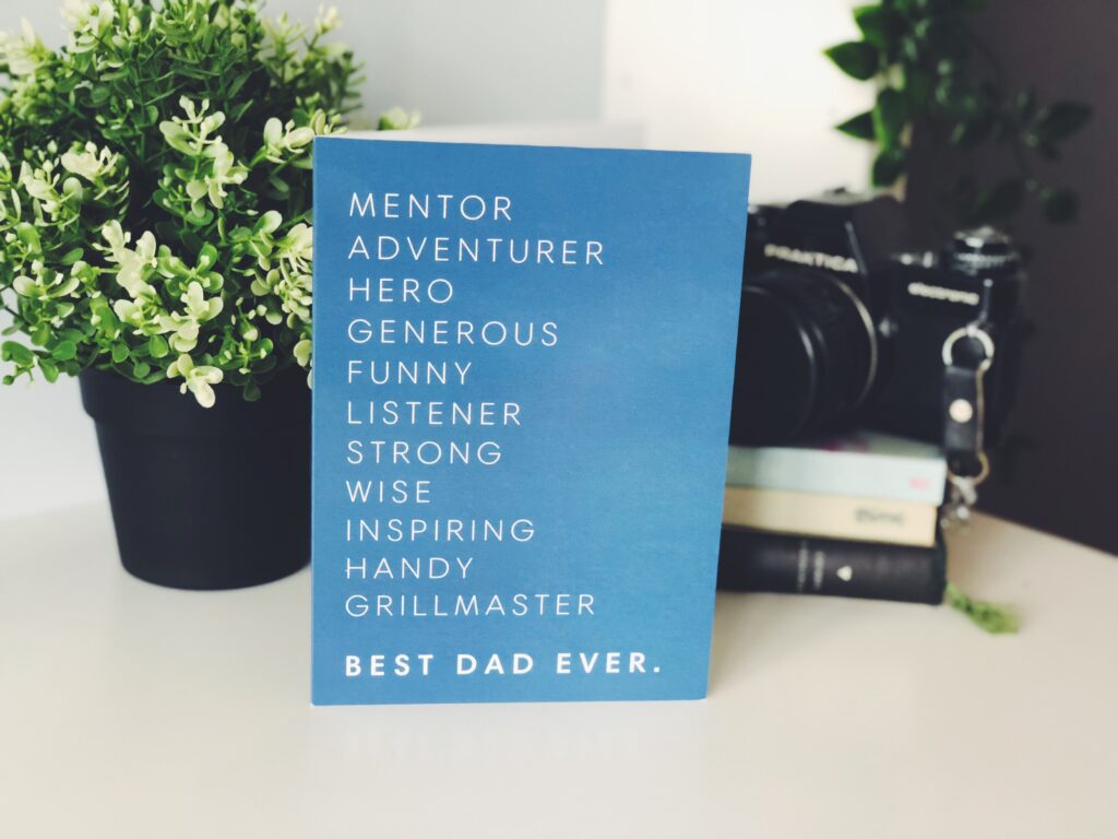 Inspiring Father's Day card on table