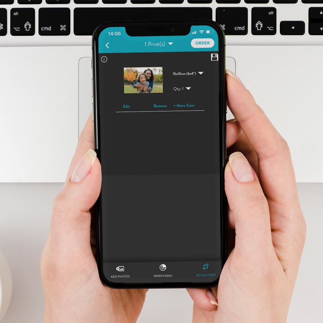 choosing the correct print size on Snapfish online app