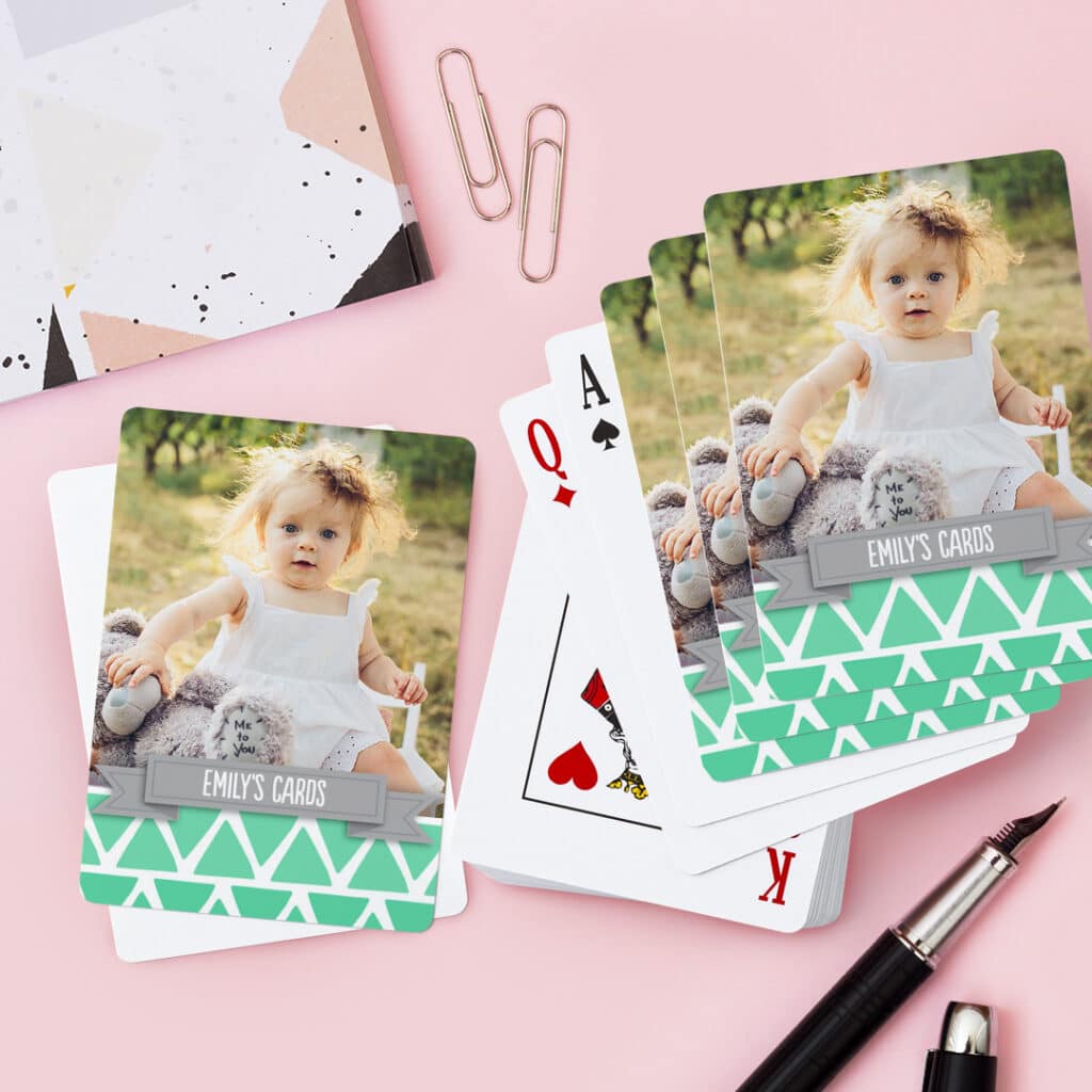 Customisable playing cards printed with photos