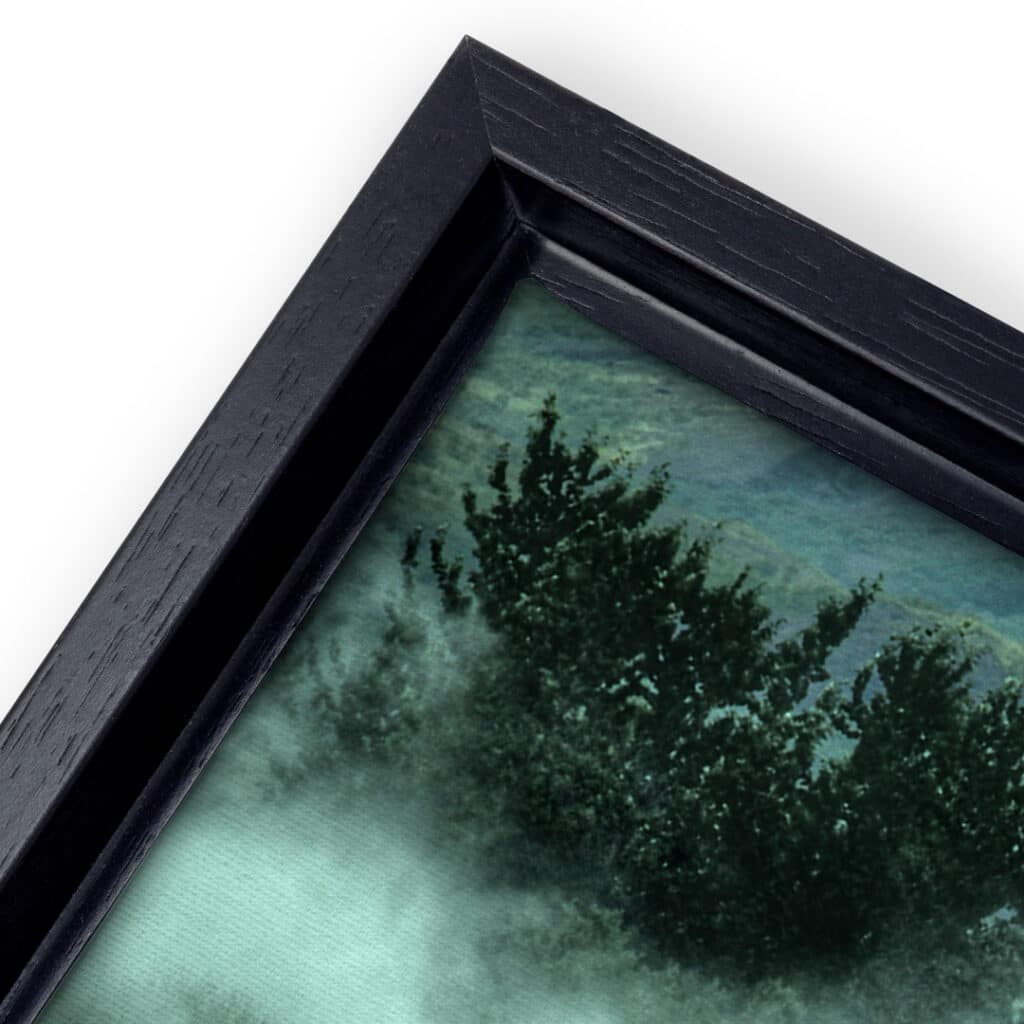 Close up of a framed canvas print border