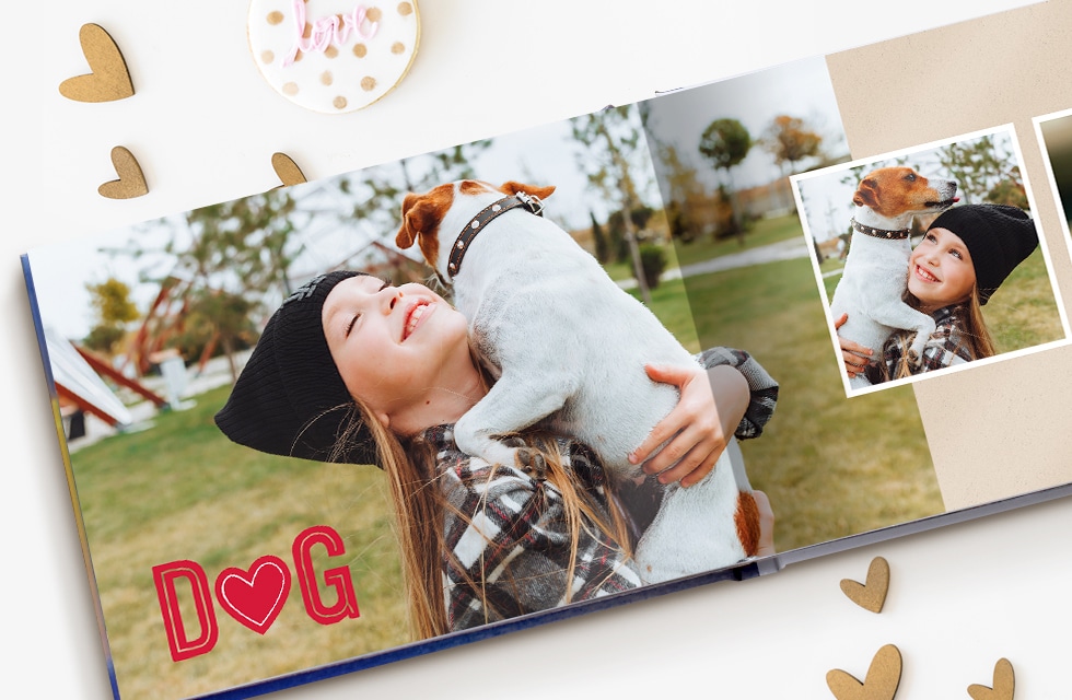 Photobook with a child and a pet
