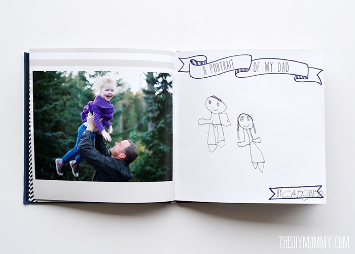 A 20 by 20 cm photo books with picture and children drawings