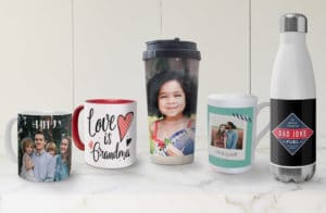 Choose your perfect drinkware and add custom imagery to make personalised mugs