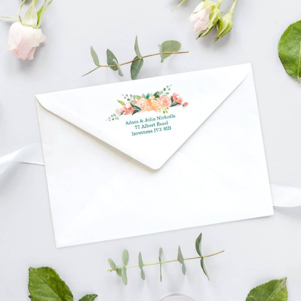 Customise the reverse of your Snapfish wedding card envelopes with personal return address information
