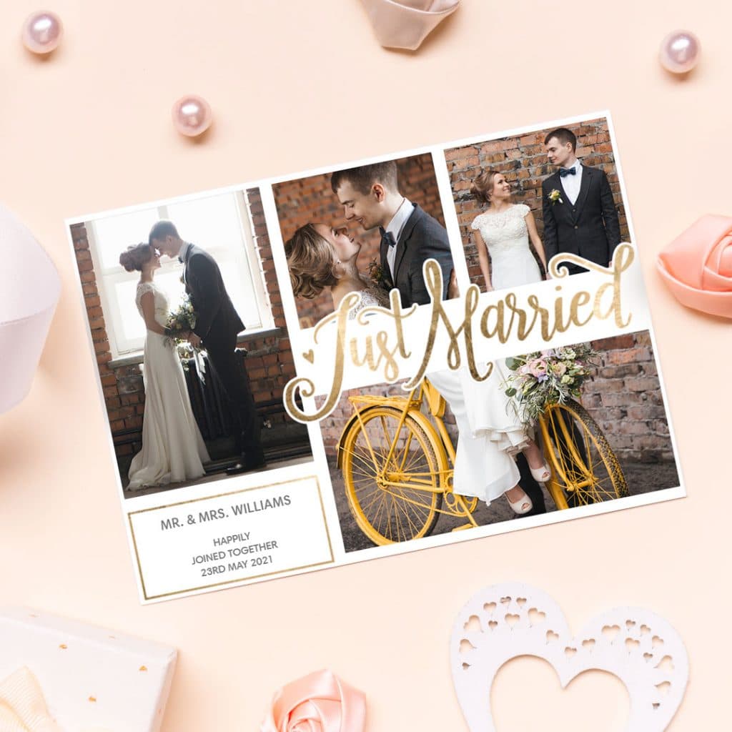 Customise wedding announcements with photos and text